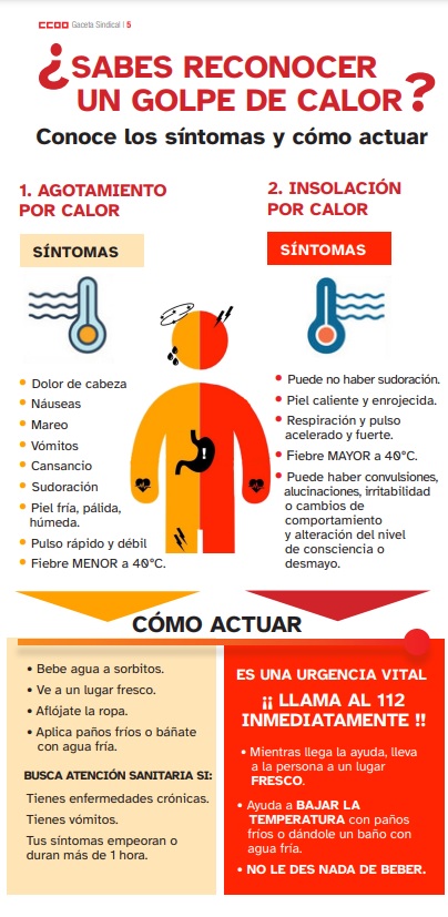 Golpe de calor síntomas y cómo actuar CCOO Ayto Alcalá de Henares