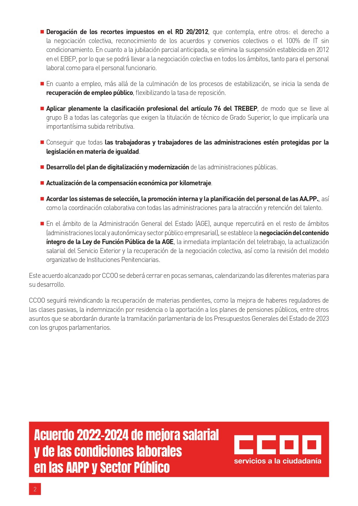 Acuerdo 2022-2024 de mejora salarial y de las condiciones laborales en ...
